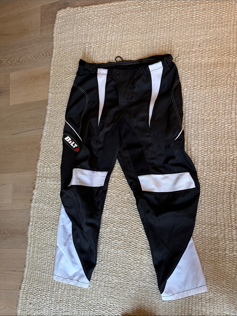BILT Mens  Black and White Performance Motorcycle Pants